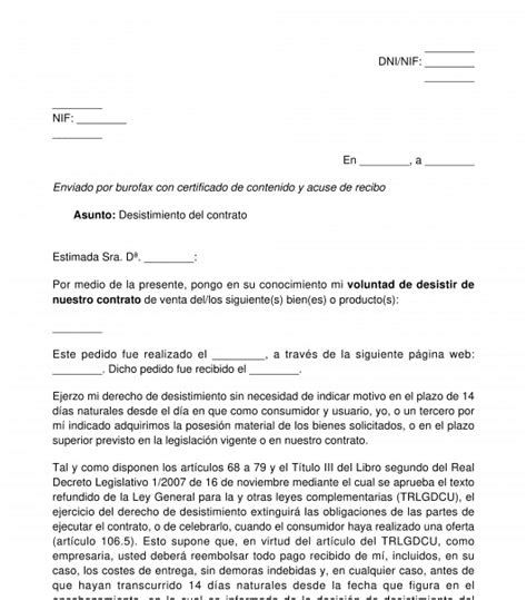 Modelo Desistimiento Contrato Inmobiliaria Actualizado Noviembre