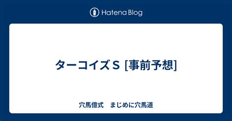 ターコイズs 事前予想 穴馬億式 まじめに穴馬道