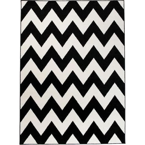 Grande Tapis De Salon Blanc Noir Motif Chevron Zig Zag Design