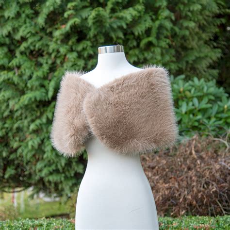 Honey brown faux fur shawl bridal wrap wedding cape – Tulip Bridal