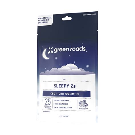 Green Roads CBD CBN Sleepy Zs Gummies 10ct 250mg Same Day