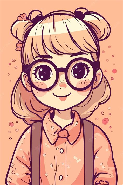 Premium Vector Cute Little Kawaii Girl Illustration Flat Colors