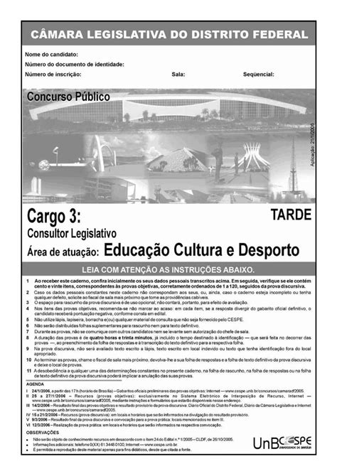 PDF Folha De Respostas CESPE UnB C De Acordo O Comando A