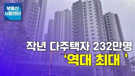 부동산 시황센터 작년 다주택자 232만 명 역대 최대‘ 11월 4주 ‘부동산 주요뉴스 Youtube