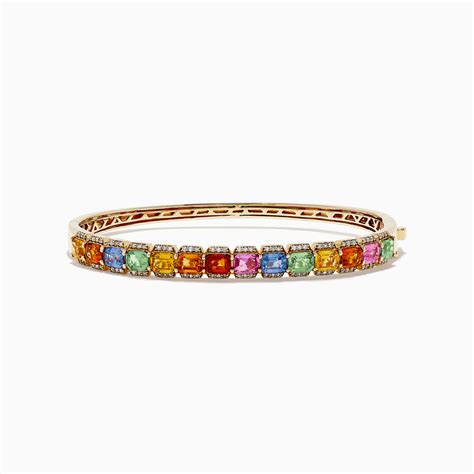 Effy Watercolors 14k Yellow Gold Multi Sapphire And Diamond Bangle