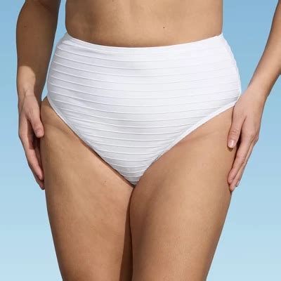 Lands End Women S Ribbed Smoothing High Waist Bikini Bottom White X Plus Size Swimwear Upf