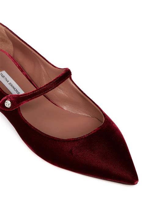 Lyst Tabitha Simmons Hermione Velvet Mary Jane Flats In Red