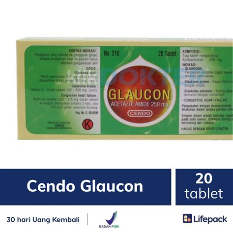 Cendo Glaucon Tablet Obat Untuk Mengobati Glaukoma Primer Dan