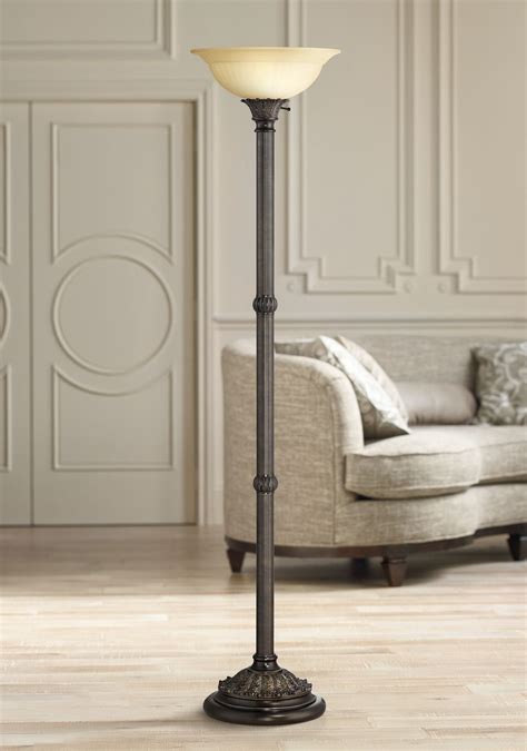 Barnes And Ivy Rustic Farmhouse Torchiere Floor Lamp 72 Tall Bronze