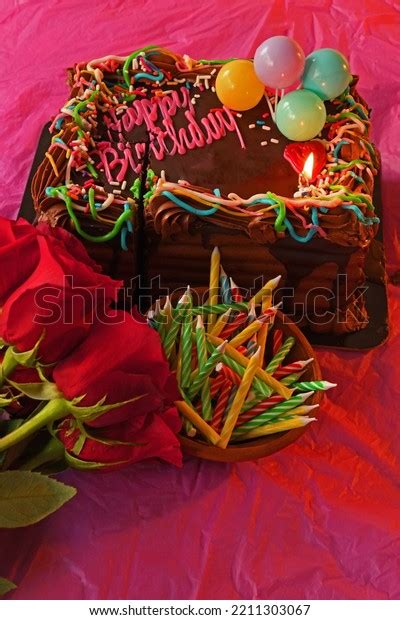 Vertical Chocolate Happy Birthday Cake Balloons Stock Photo 2211303067 | Shutterstock