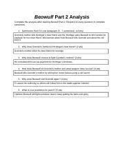 Copy Of Beowulf Part 2 Analysis Worksheet 1 Docx Beowulf Part 2