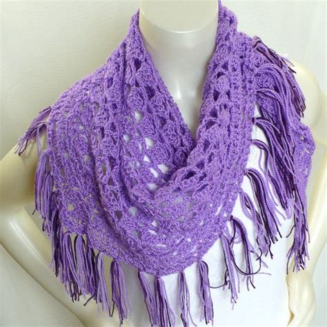 Triangle Scarf With Fringe Lavender Shawl Purple Shawl Scarf Wi