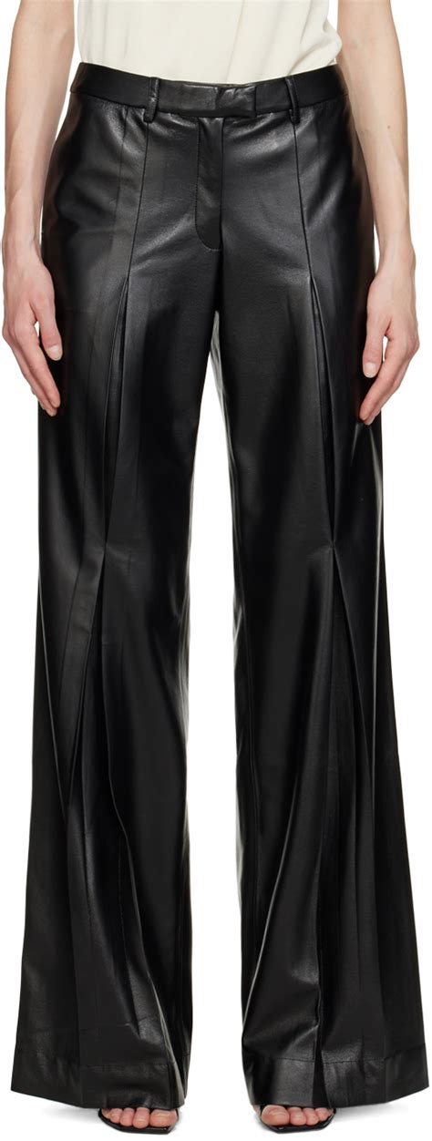 Pantalon Vortico noir en cuir synthétique Aya Muse en solde