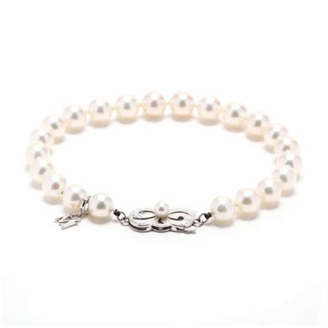 18KT White Gold and Pearl Bracelet, Mikimoto (Lot 1125 - Estate Jewelry ...