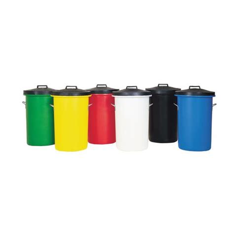 Heavy Duty Coloured Dustbin 85 Litre Black 2 Handles On Base And 1 On