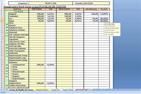 Planilha Despesas Fixas E Variaveis