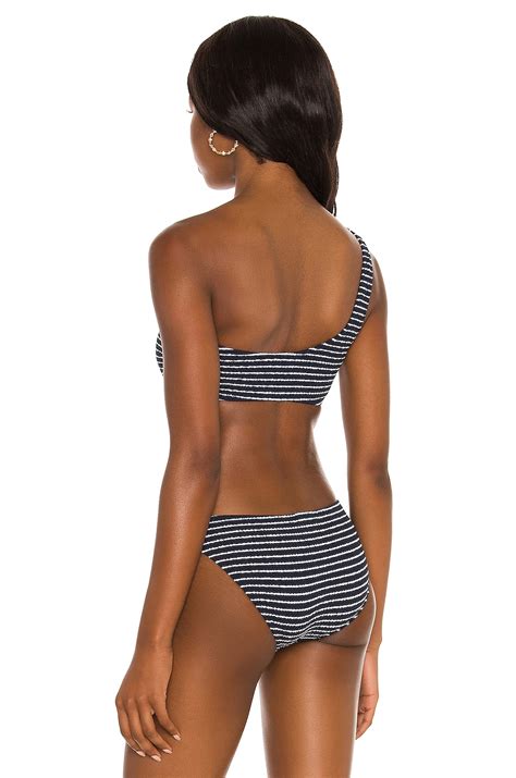Seafolly Seaside Stripe One Shoulder Bikini Top In True Navy REVOLVE