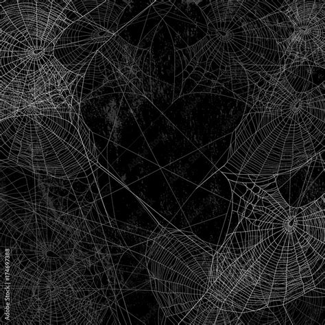 Black Wall Covered With Spider Web Spooky Background Halloween Theme