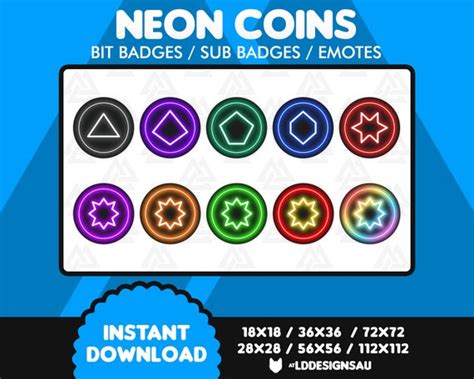 Twitch Bit Badges Twitch Sub Badges Neon - Etsy