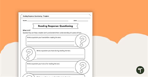 Reading Response Template Summarizing Teaching Resource Teach Starter