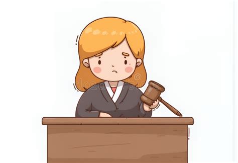 Adorable Blonde Chibi Judge Cartoon Illustration Korean Style Pixel Art Featuring A Female