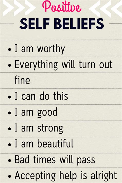 positive self beliefs list - ProjectGirl2Woman