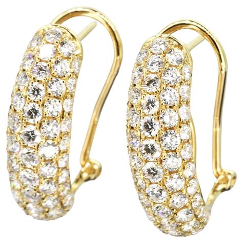 18kt Yellow Gold Natural Diamonds Huggies Earrings For Sale At 1stdibs