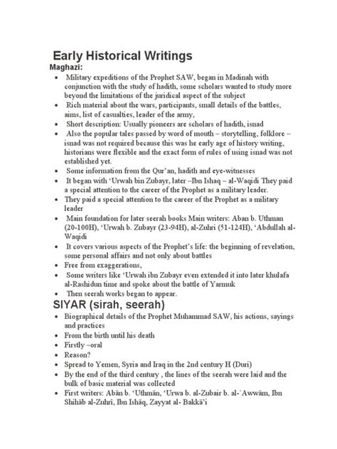 Early Historical Writings Siyar Sirah Seerah Pdf Muhammad