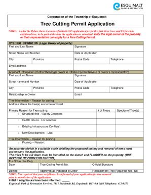 Fillable Online Tree Cutting Permit Application Esquimalt Fax Email