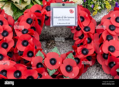 A poppy wreath laid by the Friends of the Somme, in the Irish National ...