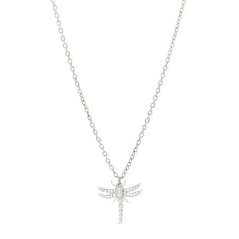 TIFFANY Platinum Diamond Dragonfly Pendant Necklace 1422953 | FASHIONPHILE