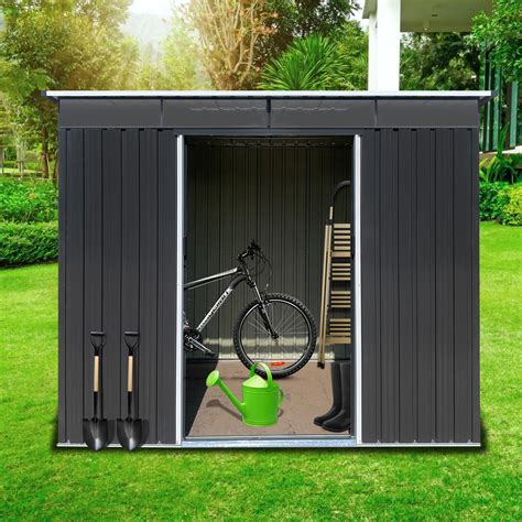 Zevemomo 8 x 6 ft Outdoor Storage Shed, All Weather Metal Sheds with
