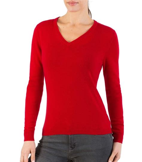 Red Classic Womens V Neck Sweater A3 Womens V Neck Sweaters