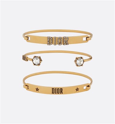 Diorevolution Bracelet Set Antique Gold Finish Metal And White Crystals Dior