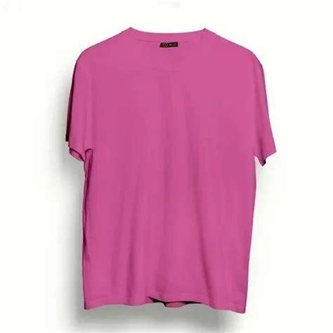 Round 100 Cotton Bio Wash Plain T Shirt Pink Color Half Sleeves At Rs