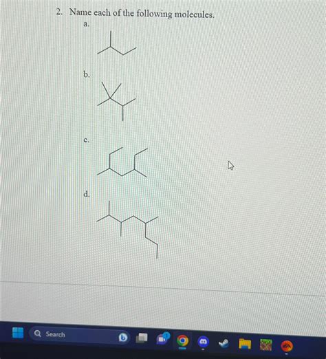 Solved Name each of the following molecules.a.b.c.d.Search | Chegg.com