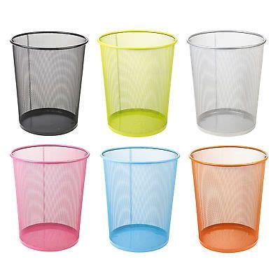 Large Colourful Mesh Waste Paper Basket Office Metal Dustbin Rubbish