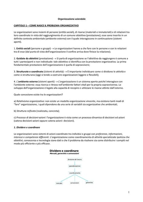 Organizzazione Aziendale Riassunto Organizzazione Aziendale CAPITOLO