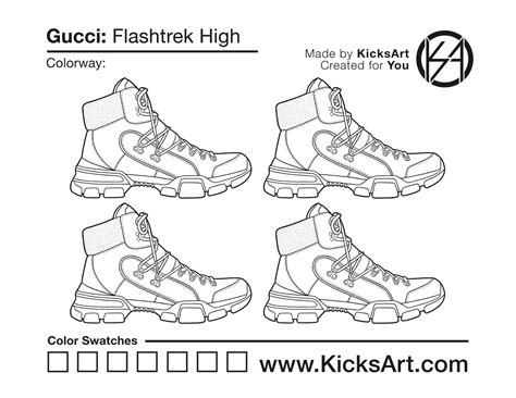 Gucci Flashtrek High Sneaker Coloring Pages Created By Kicksart