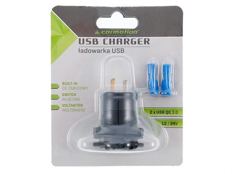 Adowarka Do Zabudowy Usb Qc Usb A Z Woltomierzem I W Cznikiem