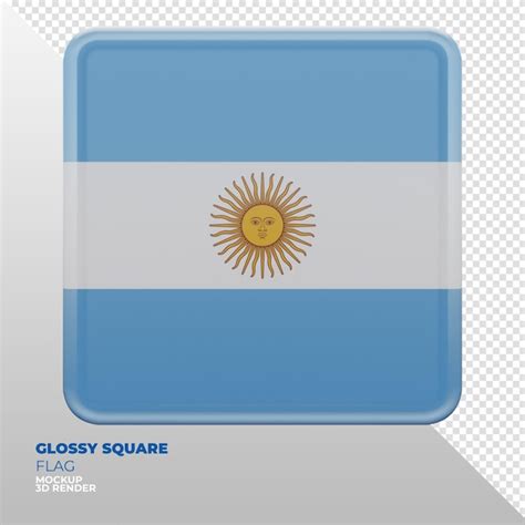 Premium PSD Realistic 3d Textured Glossy Square Flag Of Argentina