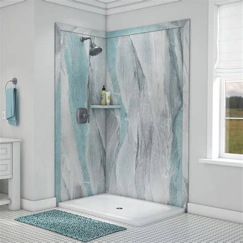 Flexstone Elegance 36 In X 48 In X 80 In 7 Piece Easy Up Adhesive Corner Shower Wall Surround