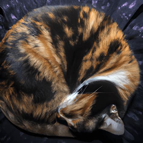 Tortoiseshell Cat Sleeping Curled Up In A Circle Creative Fabrica