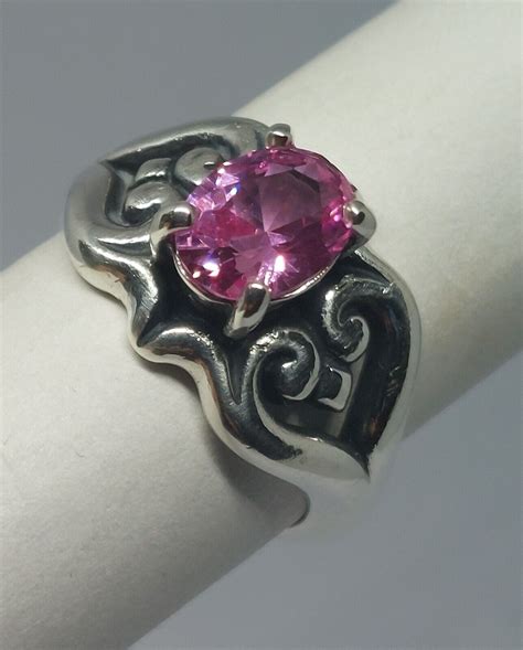 James Avery Scrolled Heart Ring With Pink Sapphire In Gem