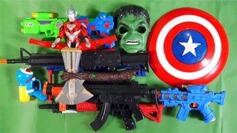 Mencari Tembak Tembakan Ak Nerf Gun Spiderman Gun Kapten Amerika