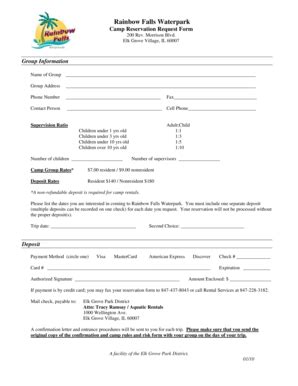 Fillable Online Elkgroveparks Group Reservation Request Form Elk