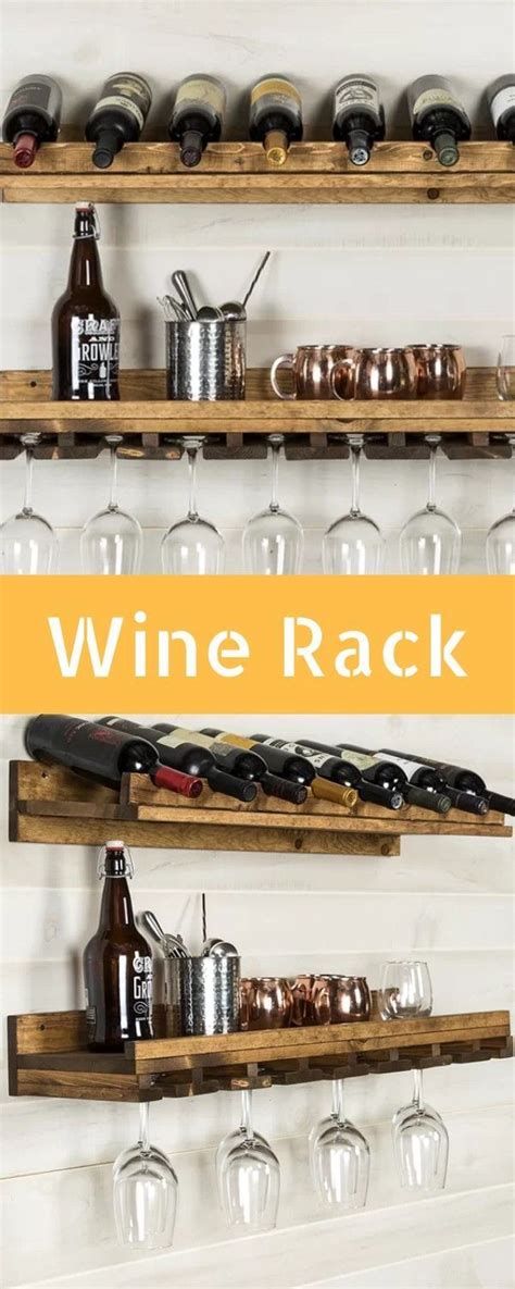 Trent Austin Design Berlyn Solid Wood Wall Mounted Wine Bottle And Glass Rack Wine Bottle Glass