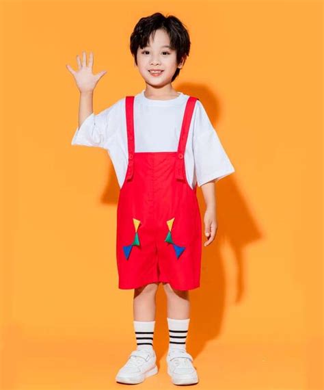 【楽天市場】サロペット 子供服 ダンス衣装 恐竜 赤緑青の尻尾付 子供 オーバーオール＋半袖tシャツ2点セット 動物 演出衣装 ヒップホップ