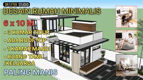 DESAIN RUMAH MINIMALIS PALING MANIS 6X10 M 3 KAMAR TIDUR Desain