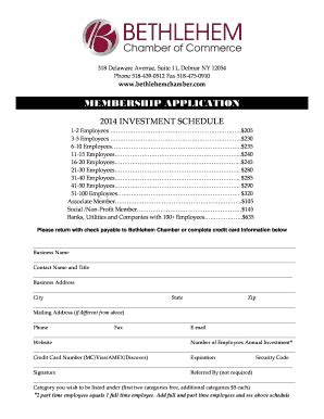 Fillable Online Membership Application Bethlehem Chamber Fax Email